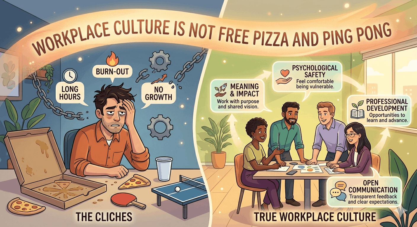 Workplace Culture Is Not Free Pizza and Ping Pong cover image - HR Vinda blog